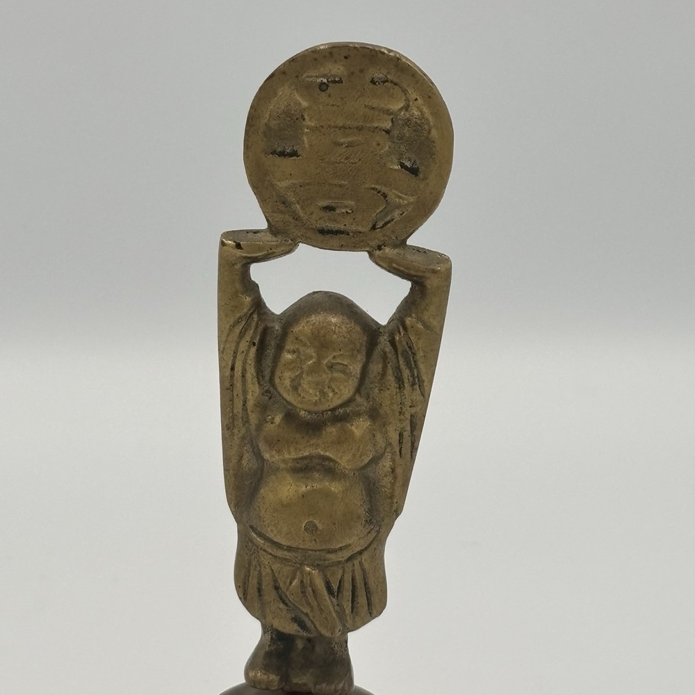 VINTAGE‎ BRASS BUDDHA BELL TRIUMPHANT BUDDA FIGURINE LUCKY BELL - Picture 3 of 12